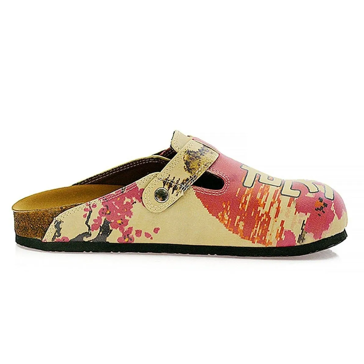 Red & Tan Chinese Clogs CAL320