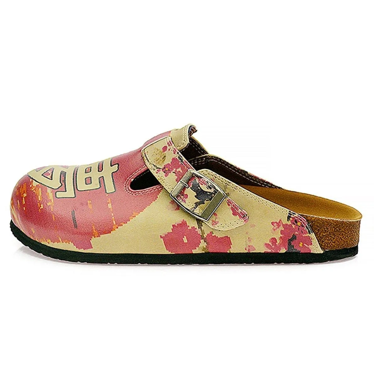 Red & Tan Chinese Clogs CAL320