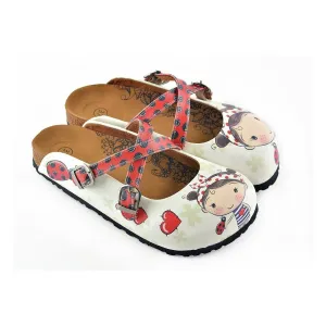 Red & White Girl Clogs WCAL120