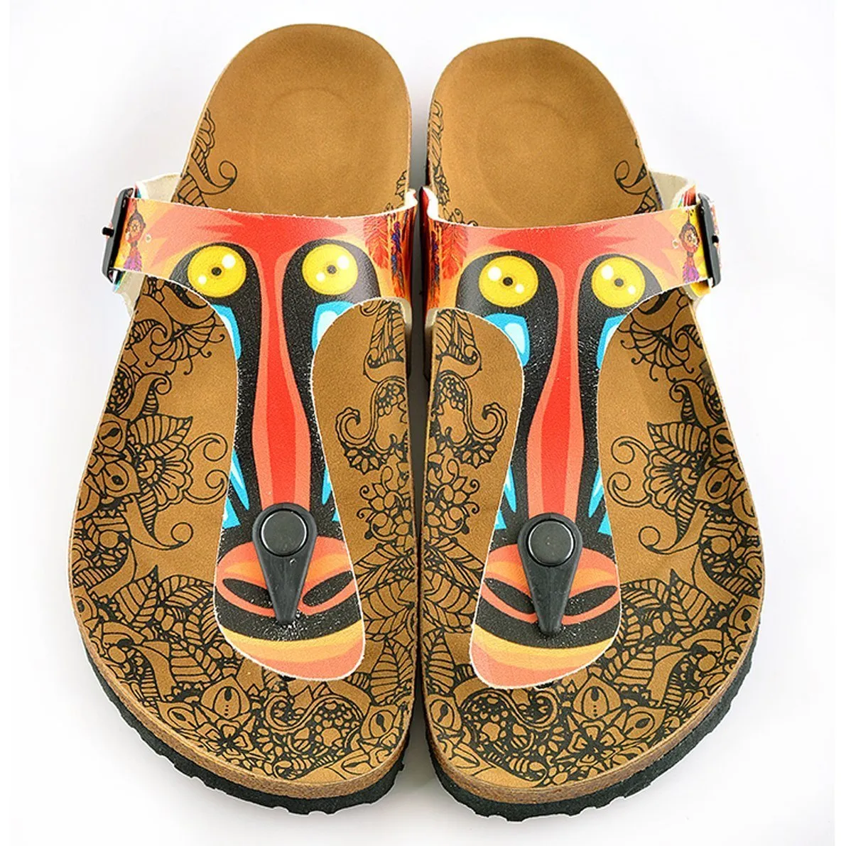 Red & Yellow T-Strap Sandal CAL519