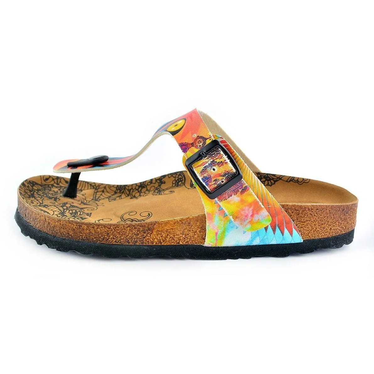 Red & Yellow T-Strap Sandal CAL519