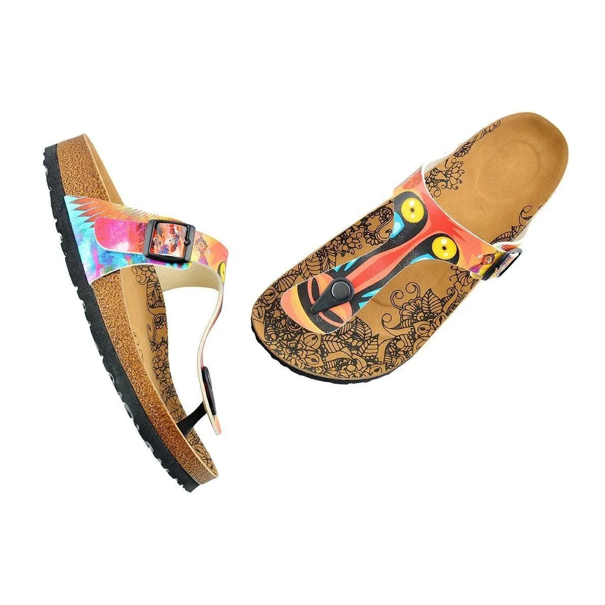Red & Yellow T-Strap Sandal CAL519