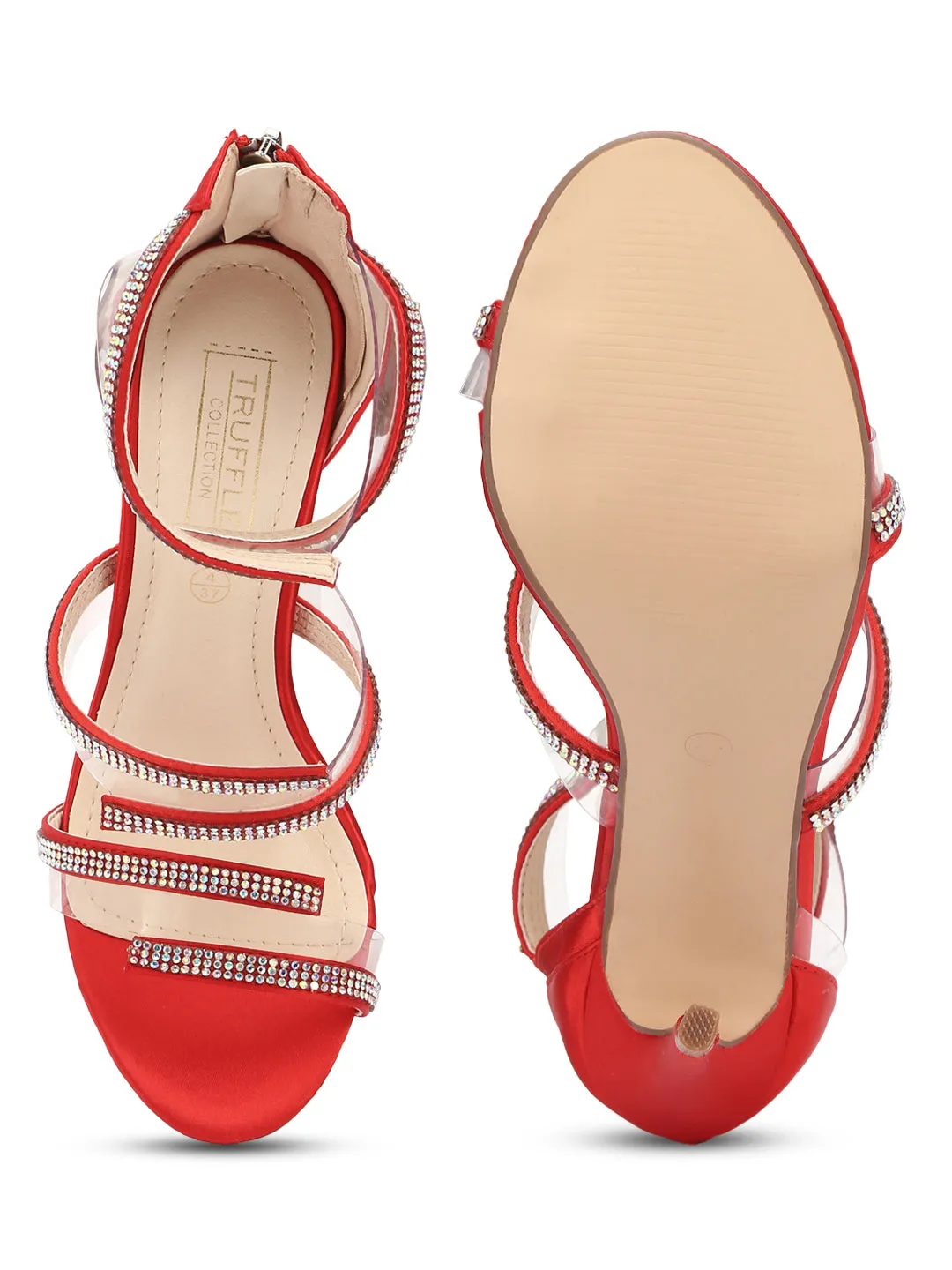 Red Diamante Strapped Stilettos