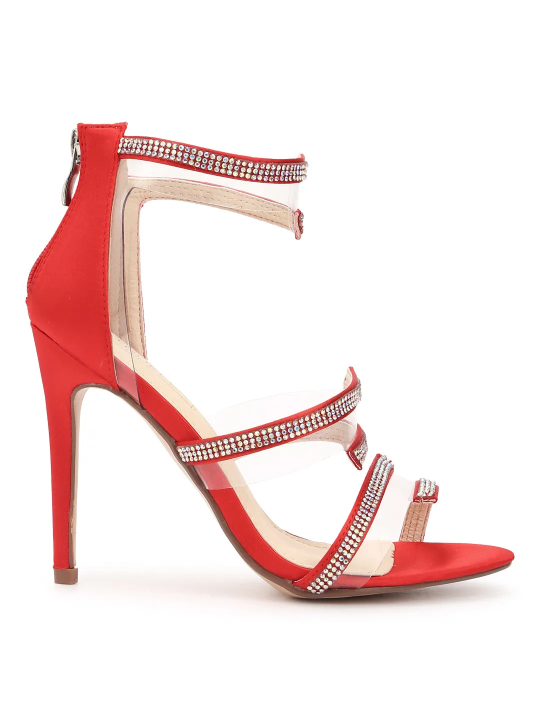 Red Diamante Strapped Stilettos