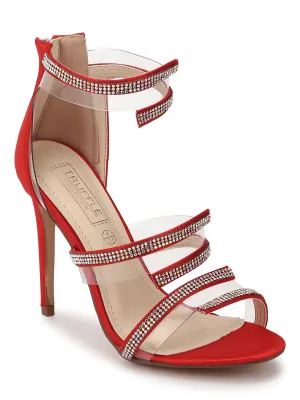 Red Diamante Strapped Stilettos