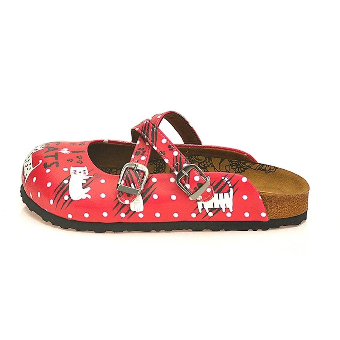 Red I Love Cats Cross-Strap Clogs WCAL132