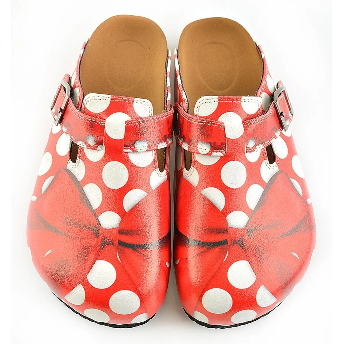 Red Polka Dot Bow Clogs WCAL328