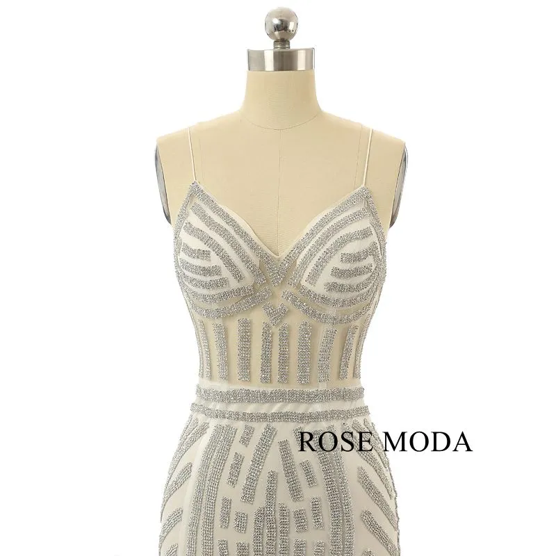 Rosemoda Illusion Crystal Long Evening Dress