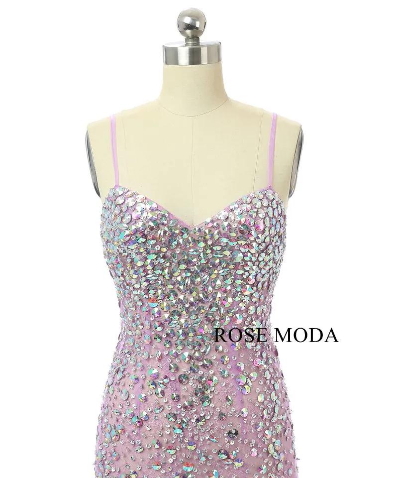 Rosemoda Lace Illusion With Crystal Long Evening Dress