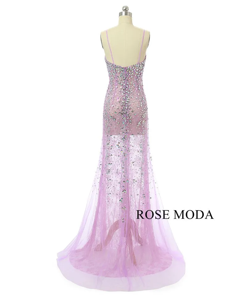 Rosemoda Lace Illusion With Crystal Long Evening Dress