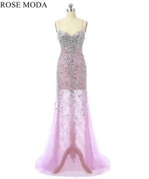 Rosemoda Lace Illusion With Crystal Long Evening Dress