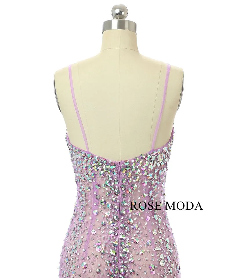 Rosemoda Lace Illusion With Crystal Long Evening Dress