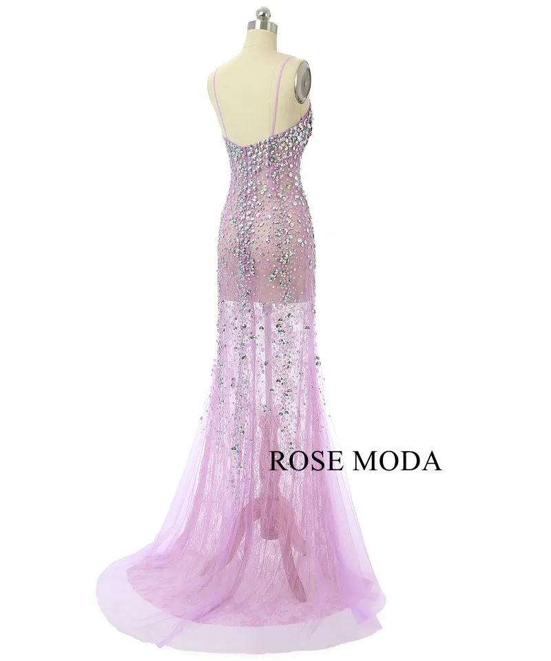 Rosemoda Lace Illusion With Crystal Long Evening Dress
