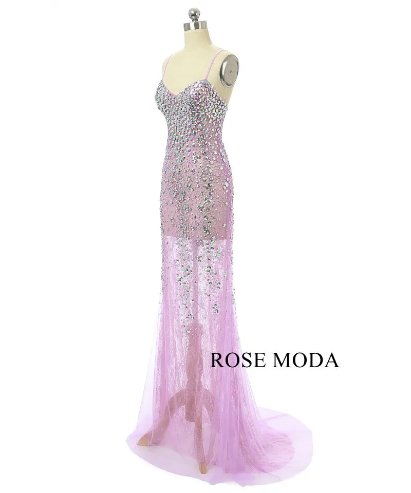 Rosemoda Lace Illusion With Crystal Long Evening Dress