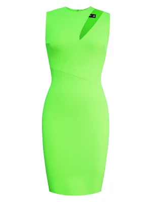 Round Neck Pencil Dress with Accent Cut-Out