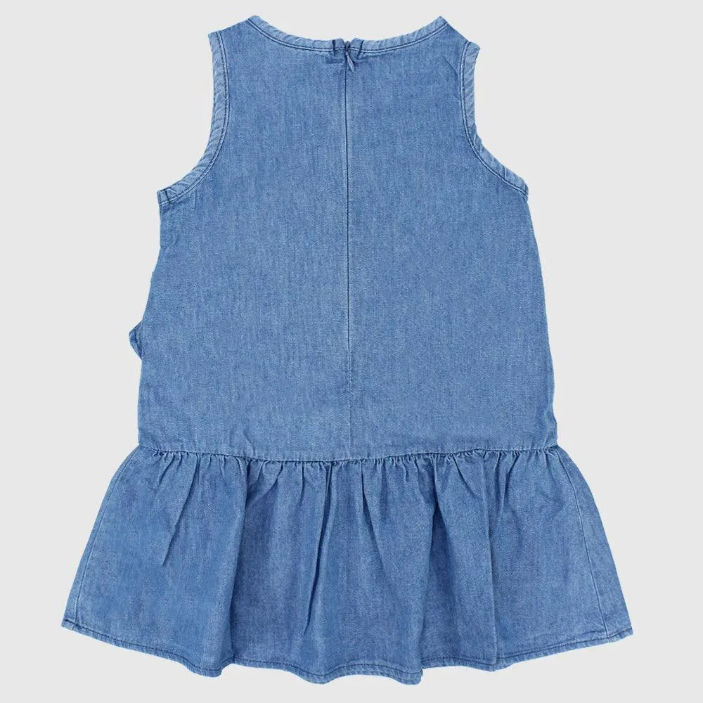 Ruffled Sleeveless Jean Dress