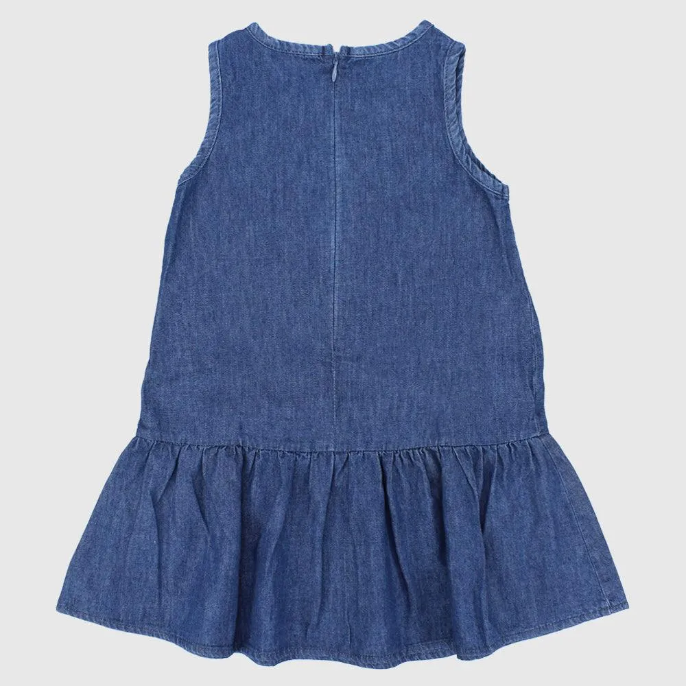 Ruffled Sleeveless Jean Dress