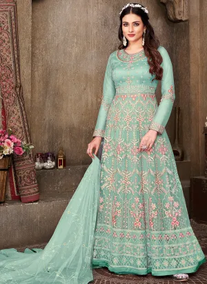 Sea Green Multi Embroidery Festive Anarkali Suit