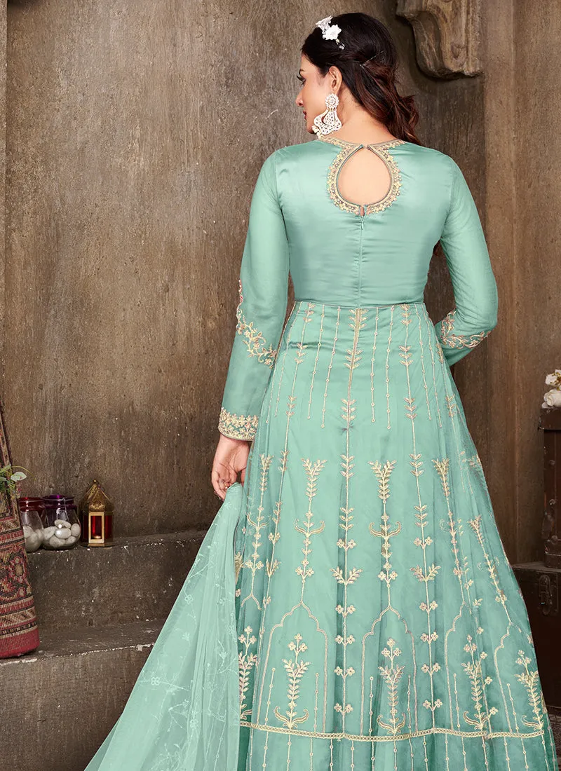 Sea Green Multi Embroidery Festive Anarkali Suit