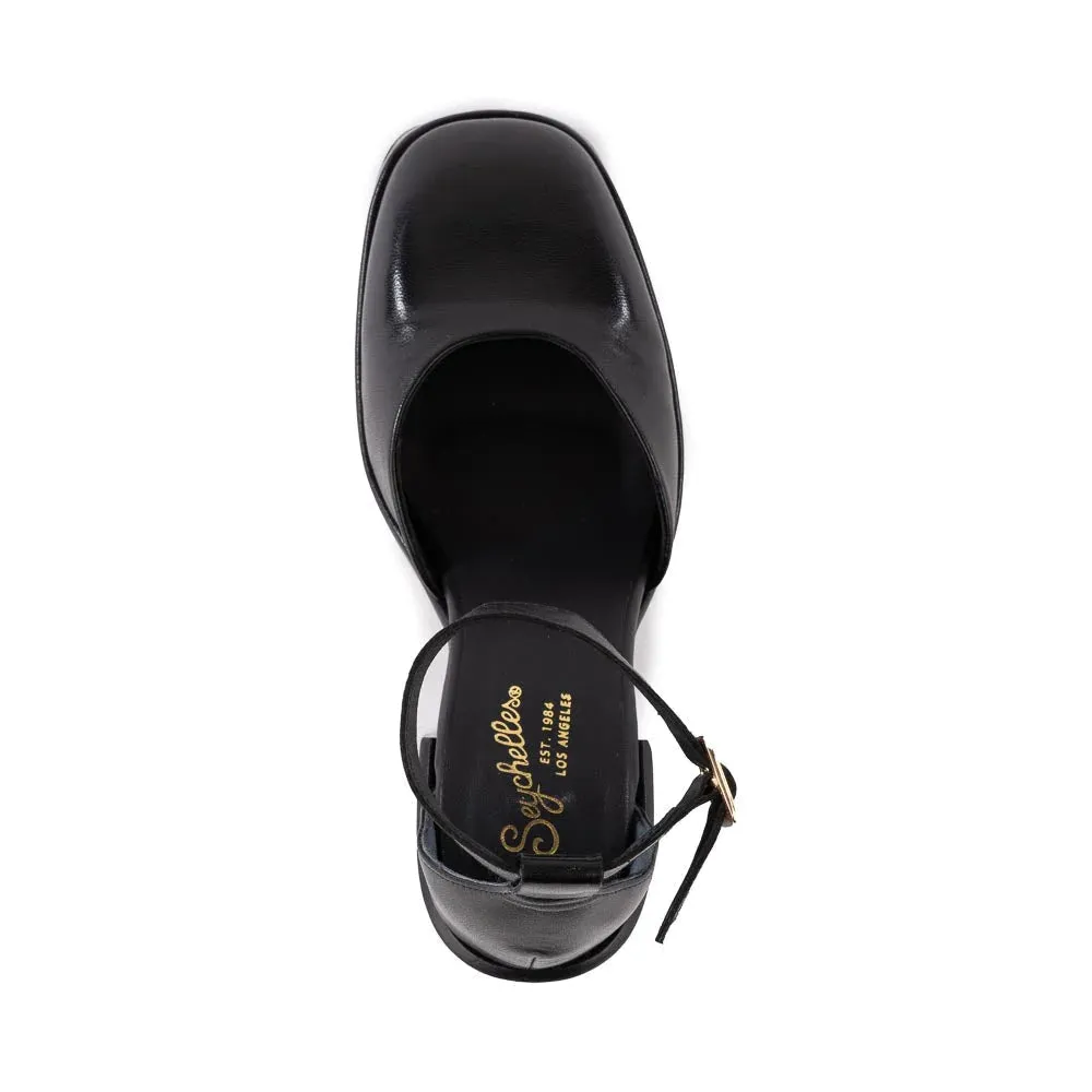 Seychelles Gleaming Heel in Black Leather