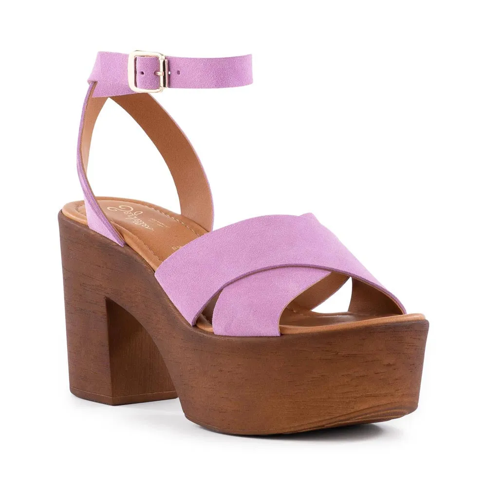 Seychelles Sweetener Sandal in Orchid Suede