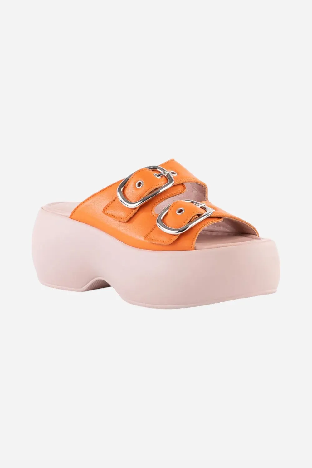 Seychelles Wisteria Platform Sandals in Orange/Pink Leather