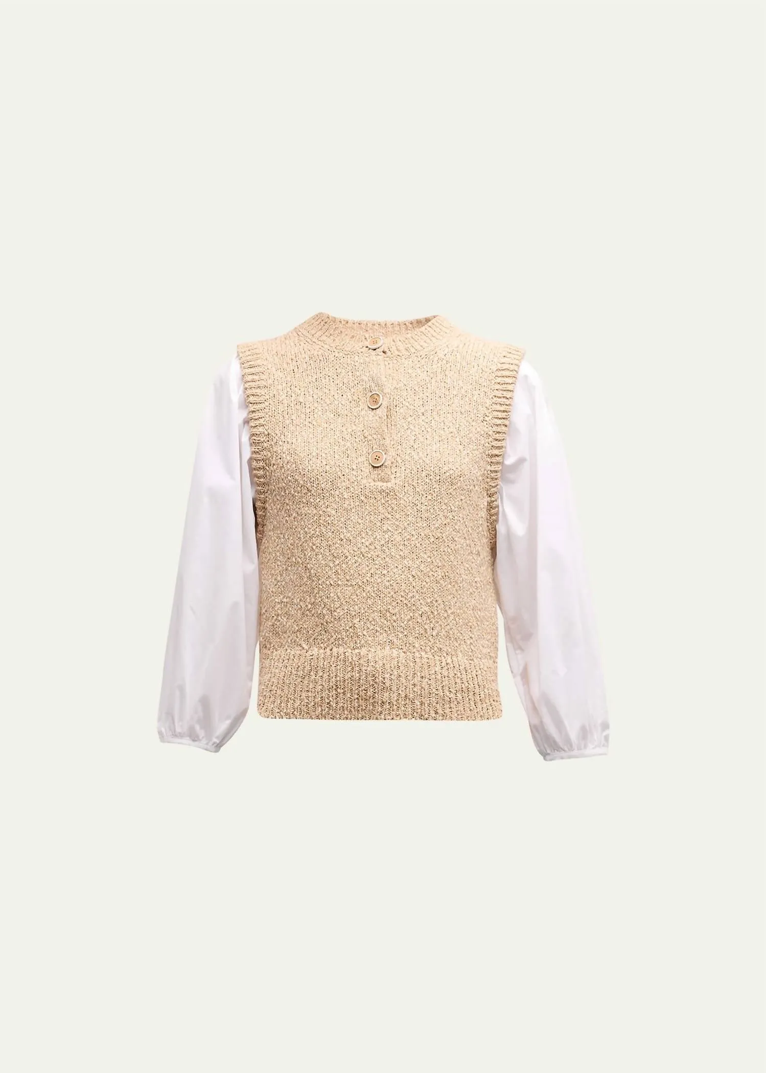 Shawnet Mixed Media Pullover In Camel