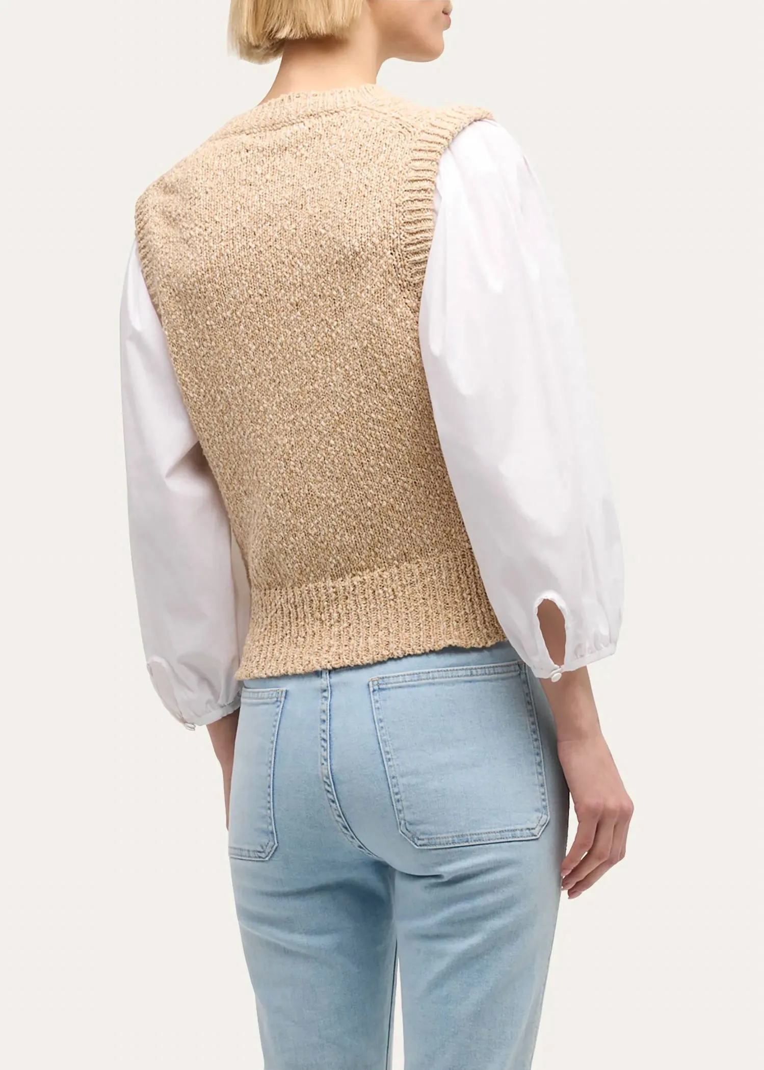Shawnet Mixed Media Pullover In Camel