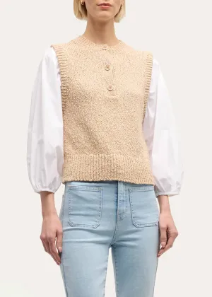 Shawnet Mixed Media Pullover In Camel