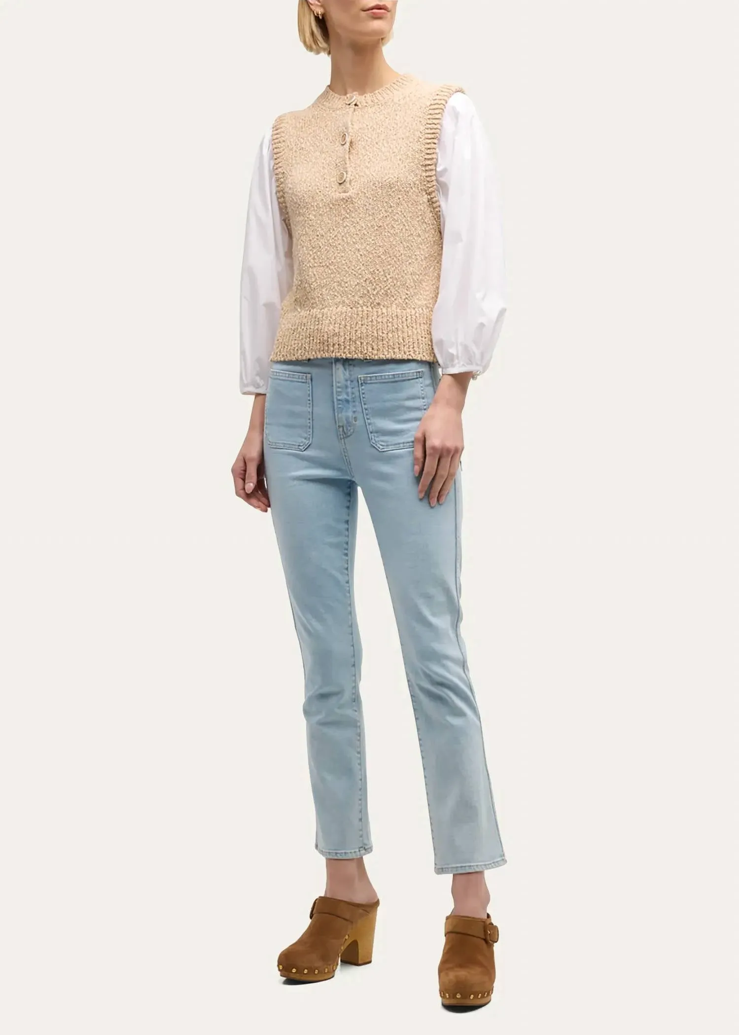 Shawnet Mixed Media Pullover In Camel
