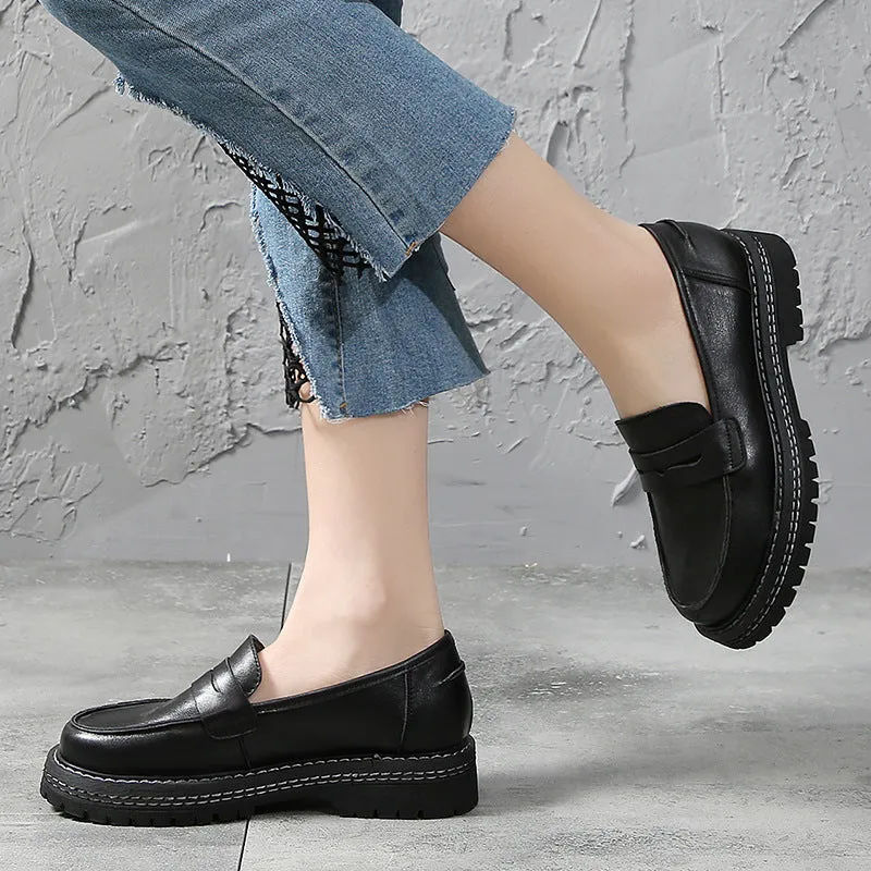 Spring Leather British Style Women's Loafers