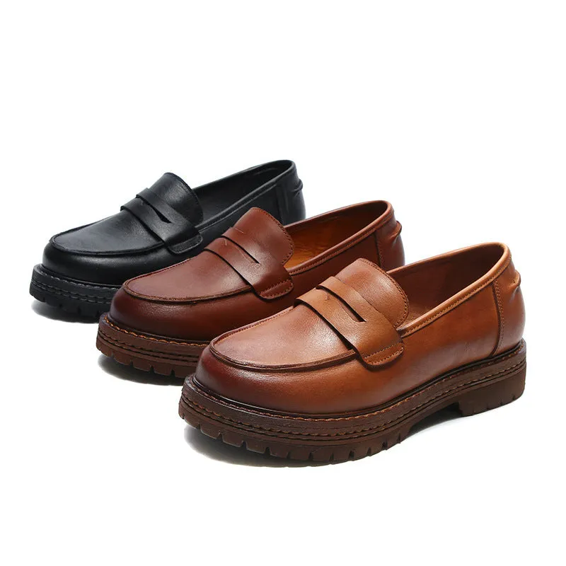 Spring Leather British Style Women's Loafers