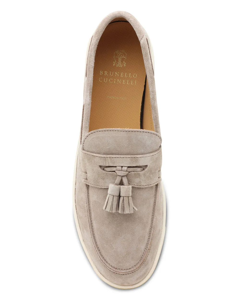 Suede Tassel Loafer in Avola