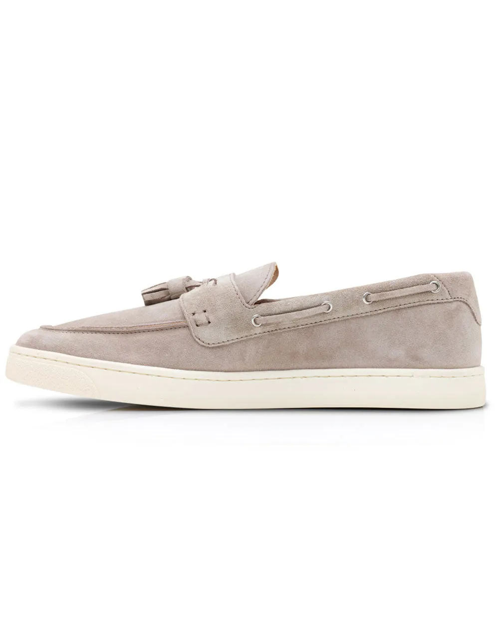 Suede Tassel Loafer in Avola