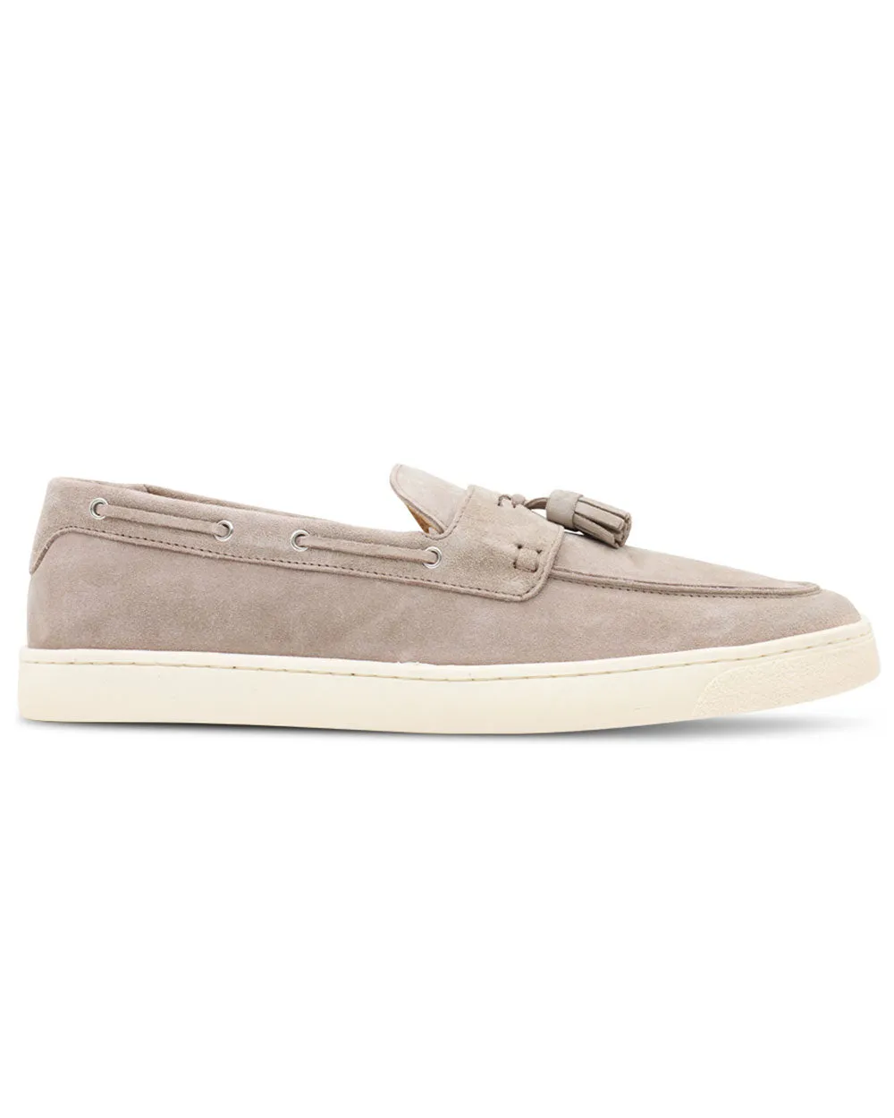 Suede Tassel Loafer in Avola