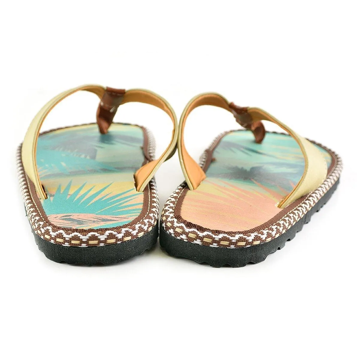 Tan & Blue Ocean Paradise Flip-Flop CAL413