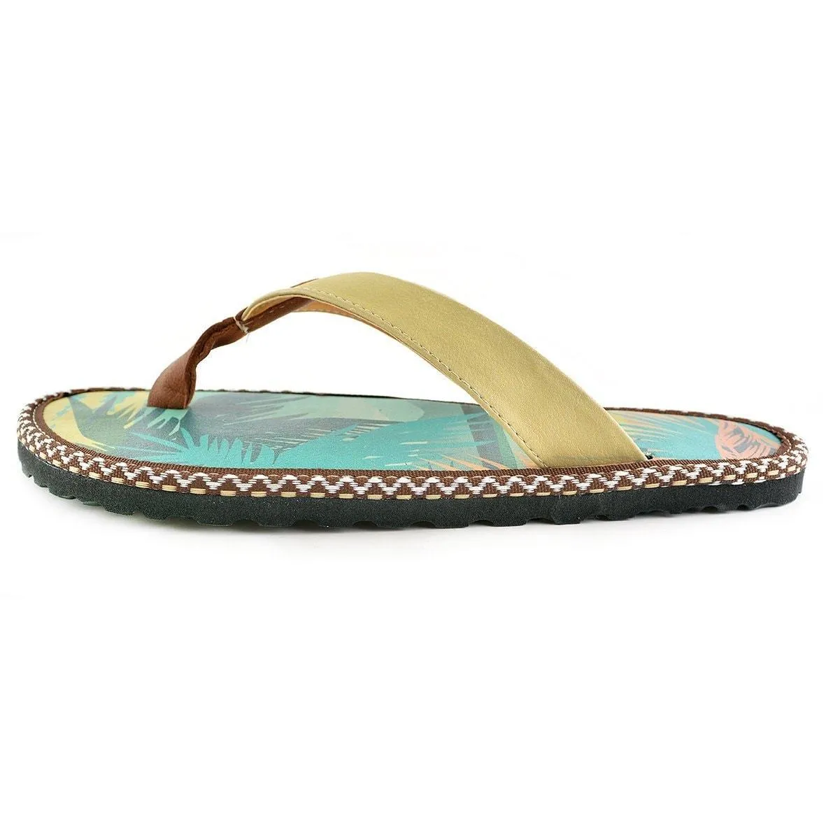 Tan & Blue Ocean Paradise Flip-Flop CAL413