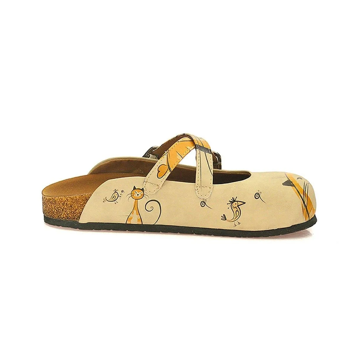 Tan & Gold Cat Clogs CAL103
