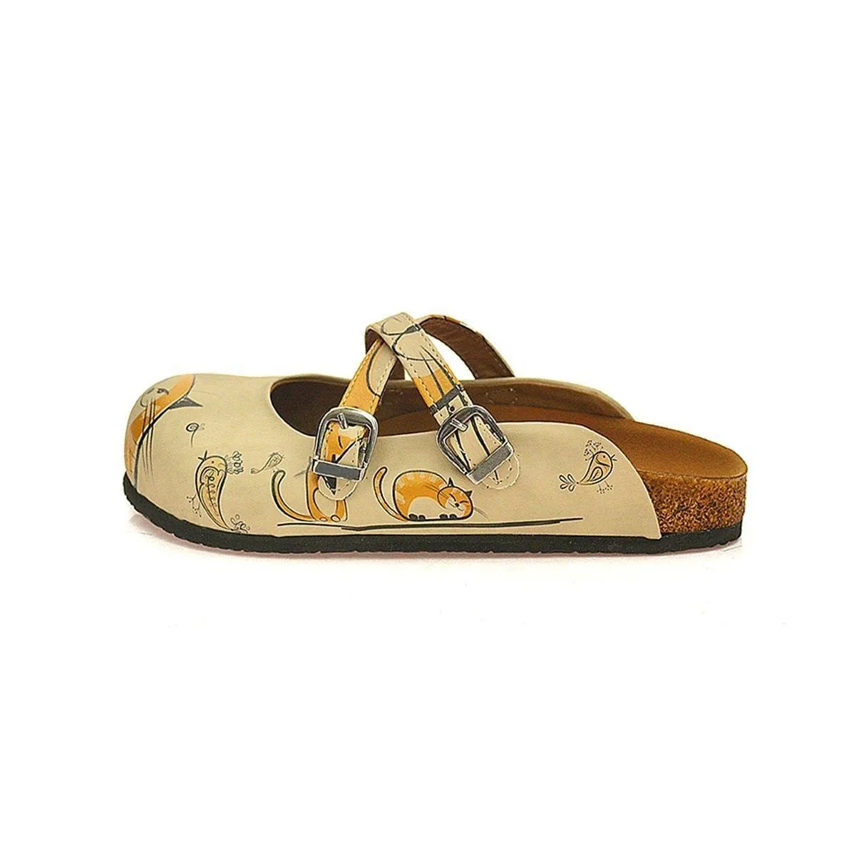 Tan & Gold Cat Clogs CAL103