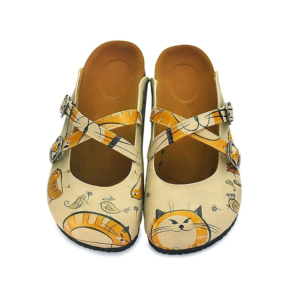 Tan & Gold Cat Clogs CAL103