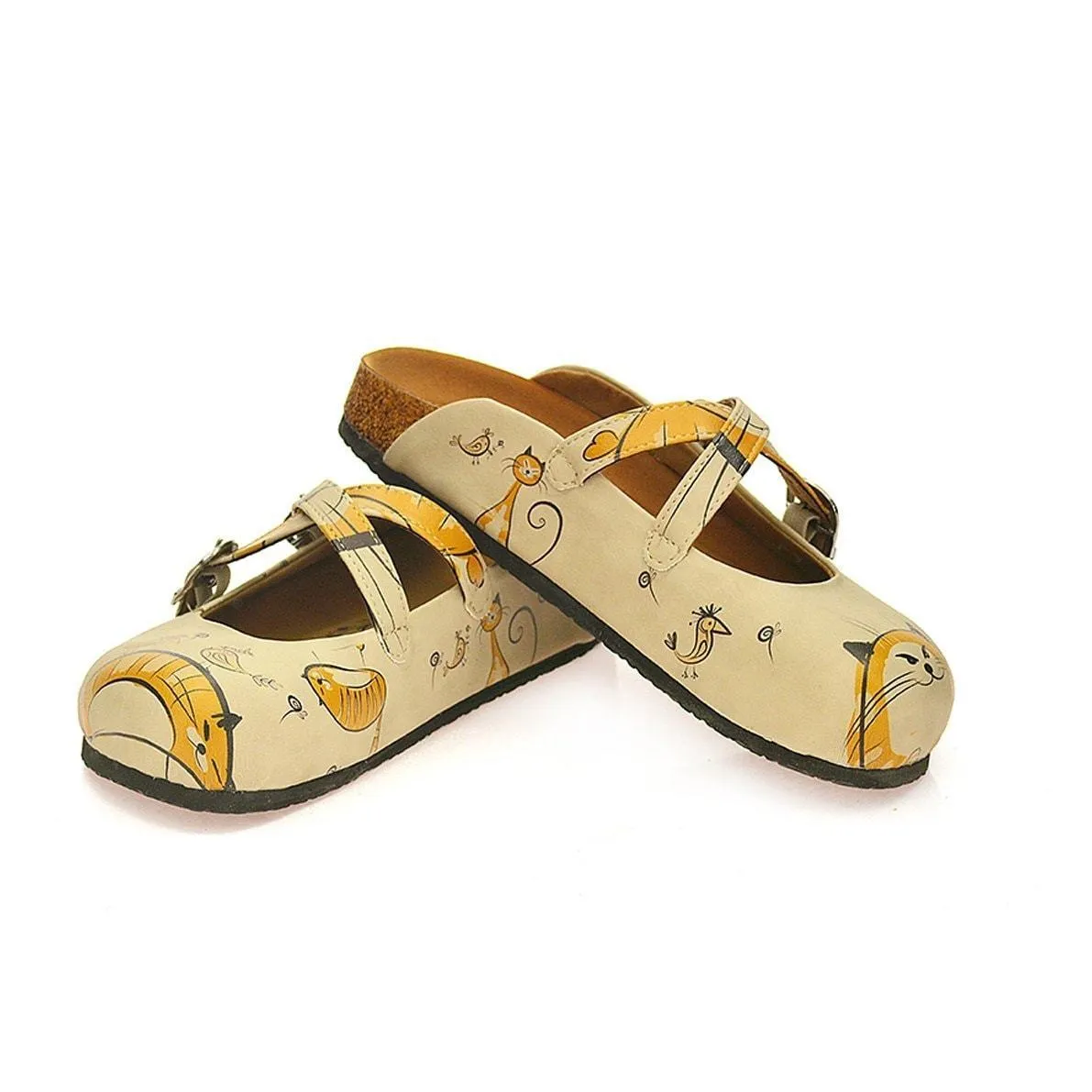Tan & Gold Cat Clogs CAL103