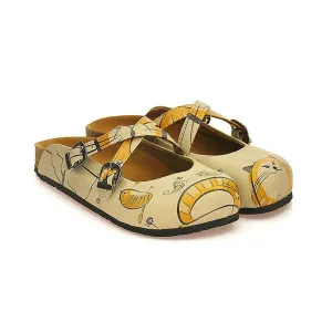 Tan & Gold Cat Clogs CAL103