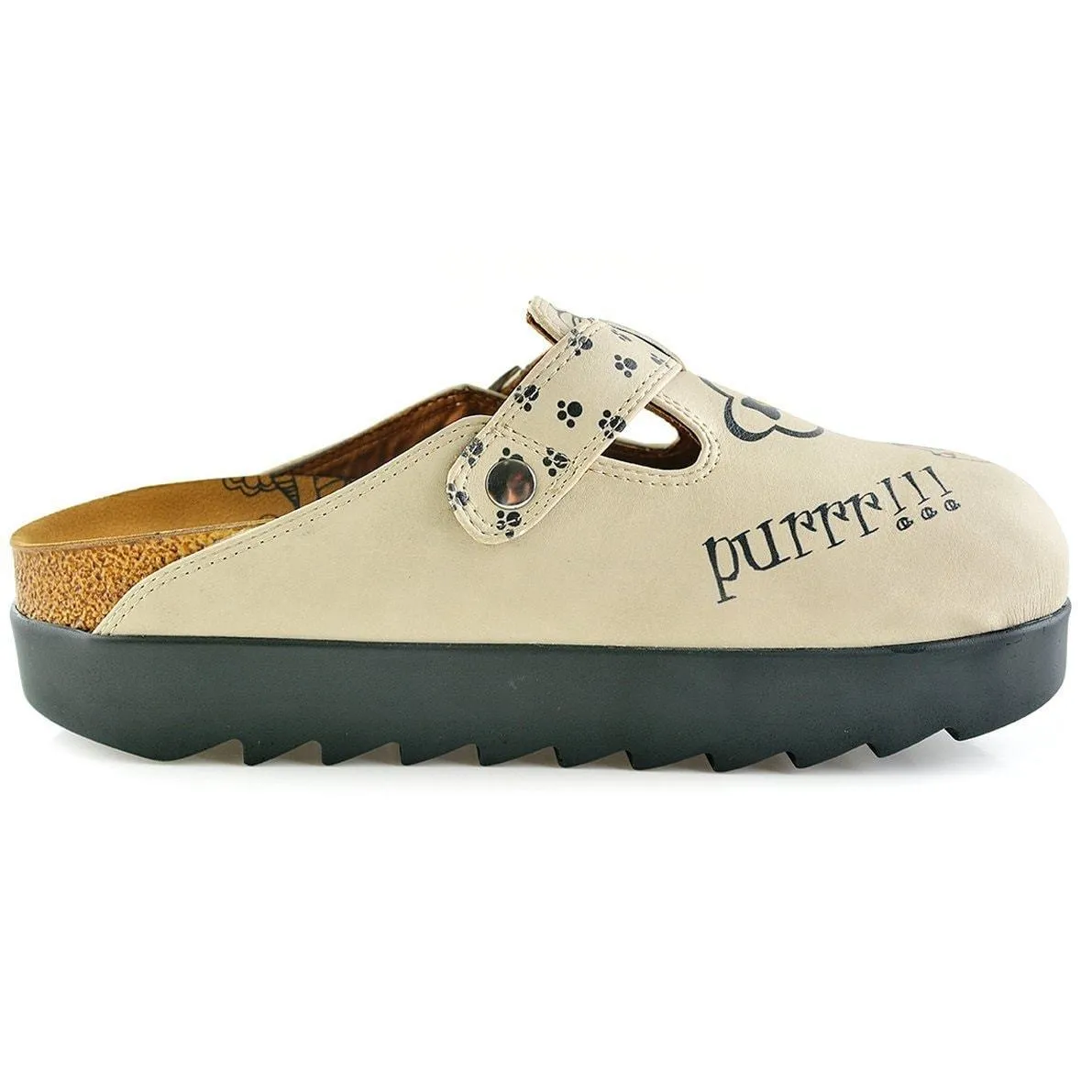 Tan Playful Kitty Clogs CAL703