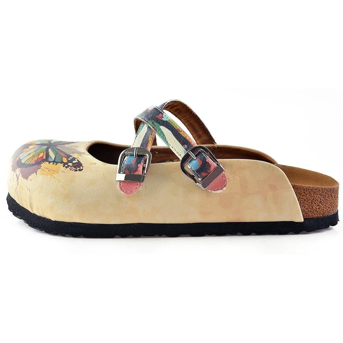 Tan Rainbow Butterfly Clogs WCAL119