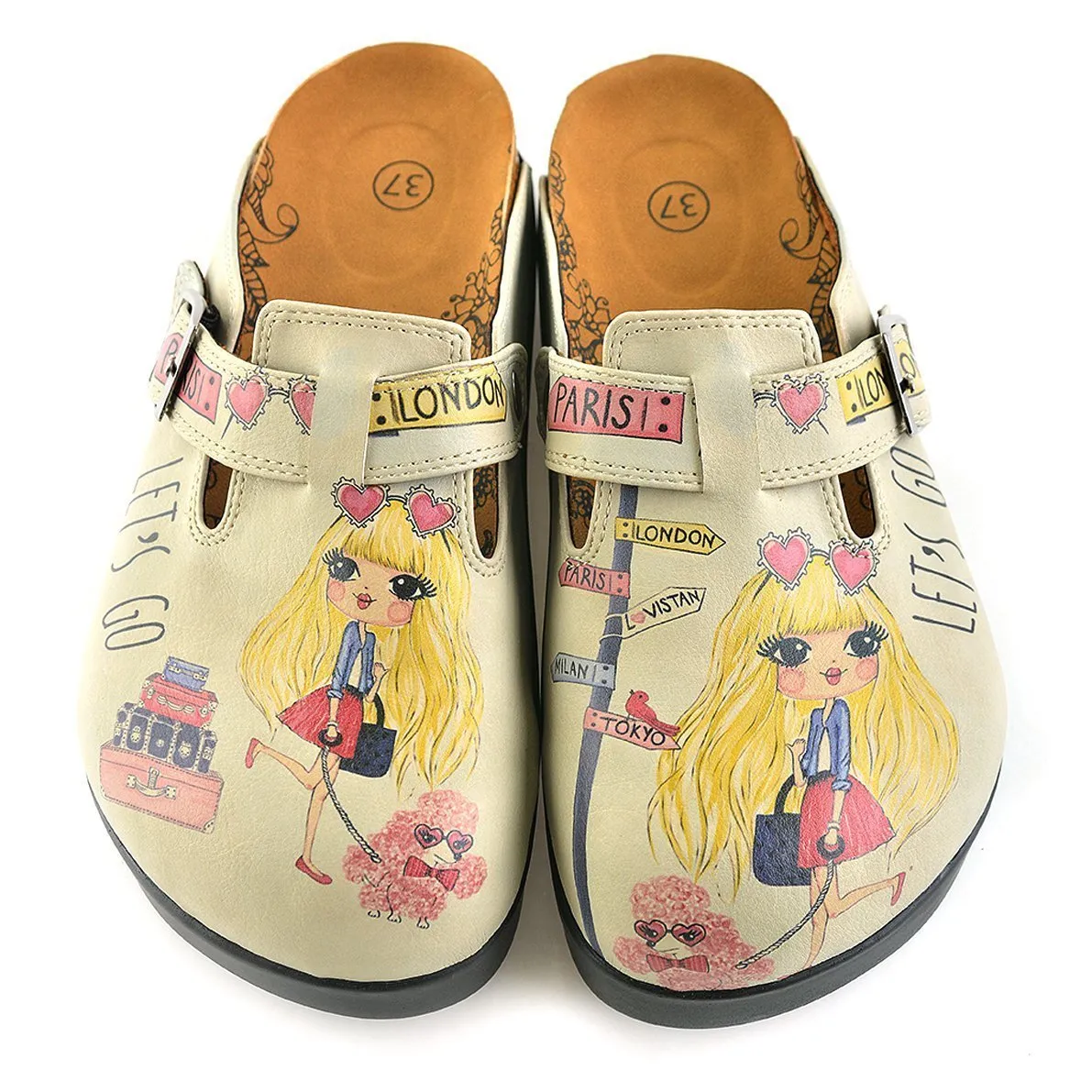 Tan Traveling Blonde Clogs CAL701