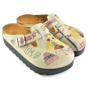 Tan Traveling Blonde Clogs CAL701