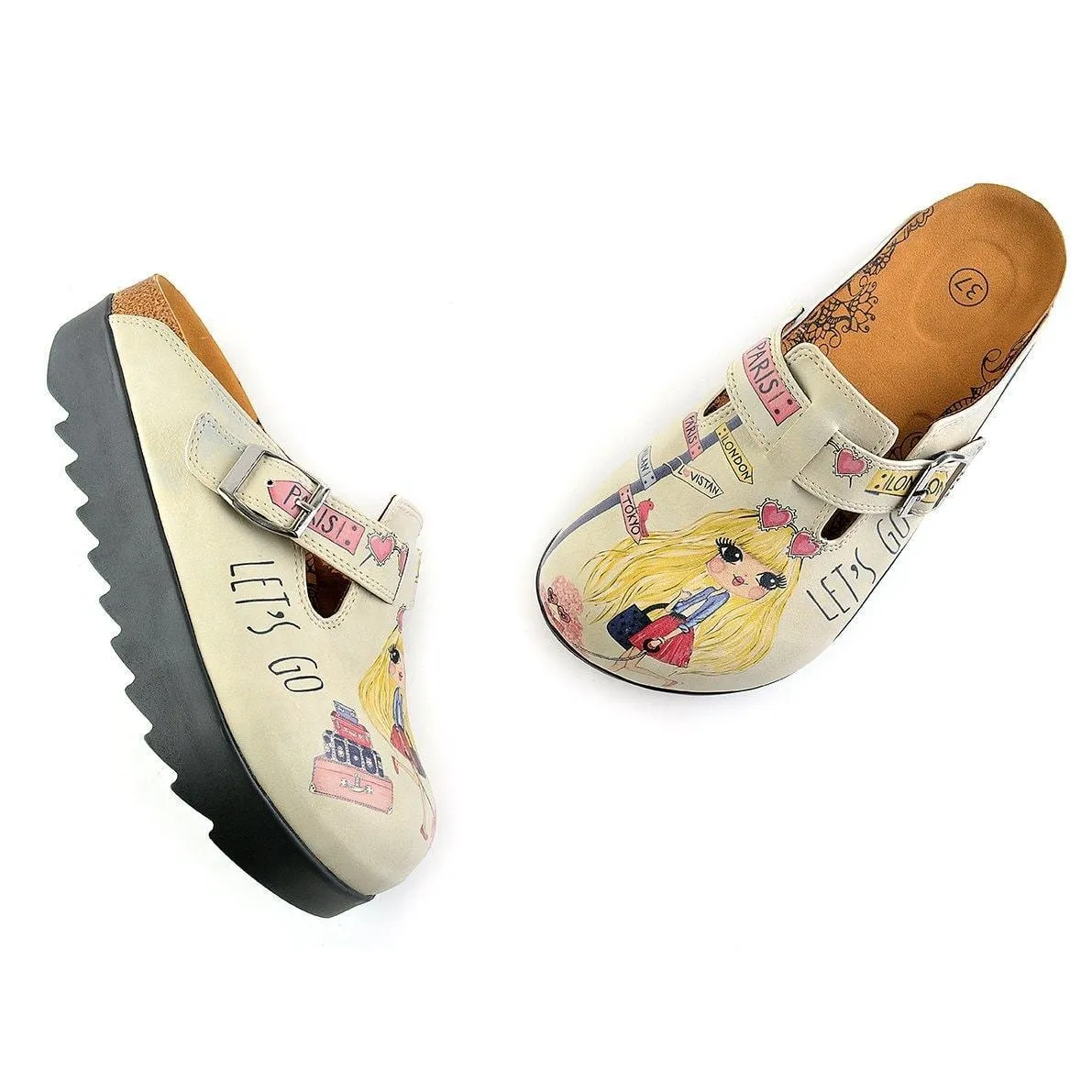 Tan Traveling Blonde Clogs CAL701