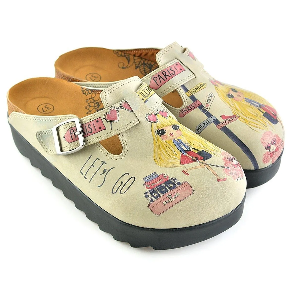 Tan Traveling Blonde Clogs CAL701