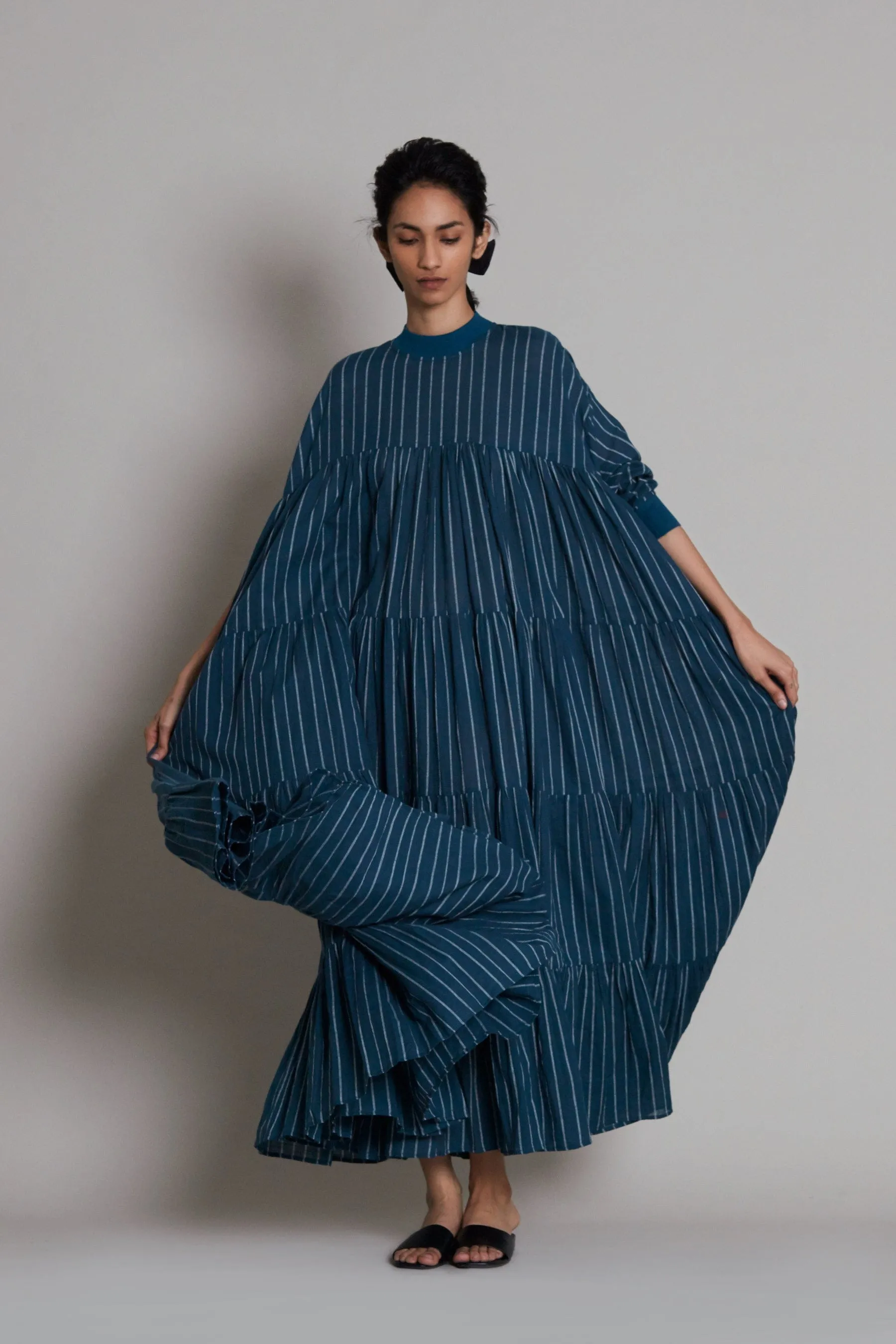 Teal Blue Ribbed Vena Dress