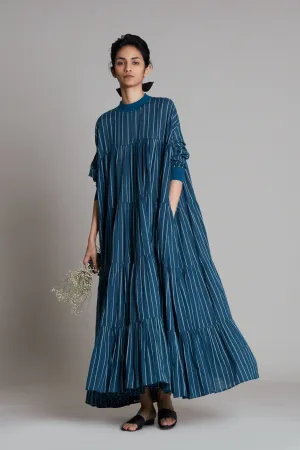 Teal Blue Ribbed Vena Dress